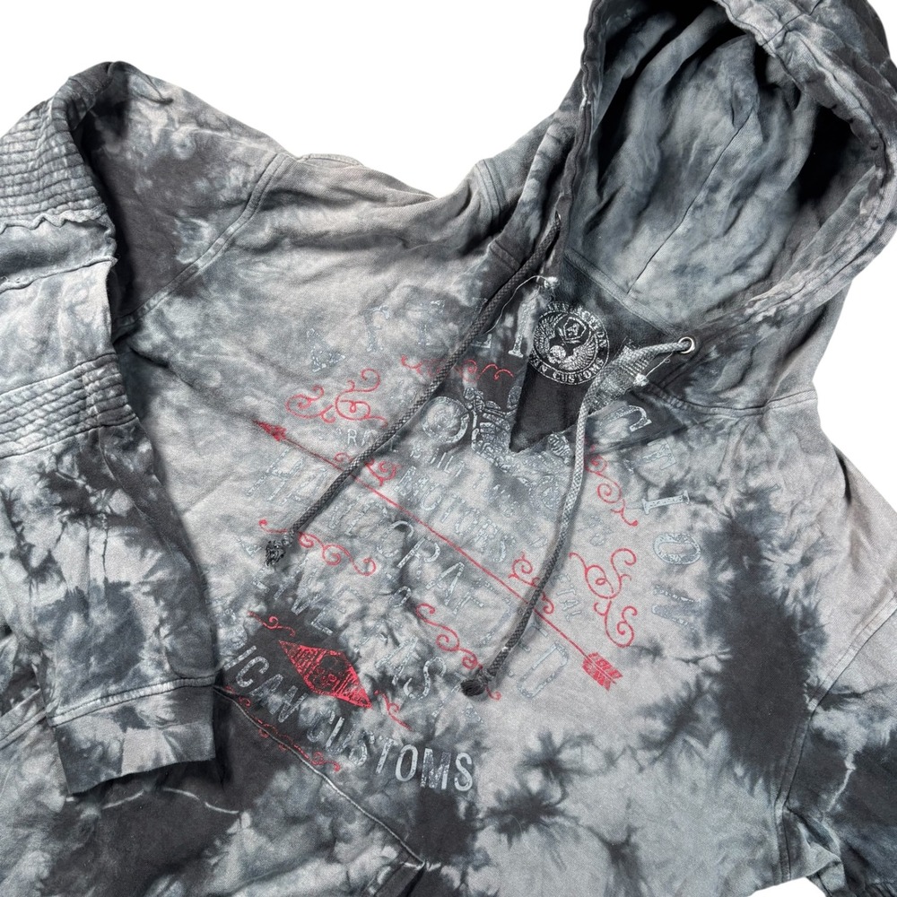 Affliction Skull Wings Graphic Hoodie Sweatshir Sz XL Tie Dye Y2k Biker pullover